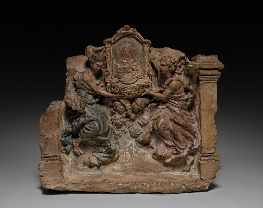 Urban Form: Two Angels and Cherubs Bearing an Icon of Christ