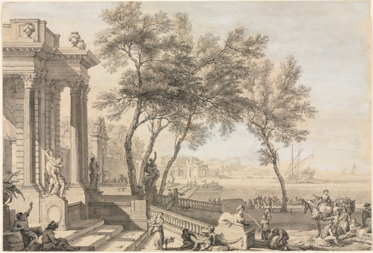 Urban Form: Fantastic Harbor Scene with Architecture and Figures