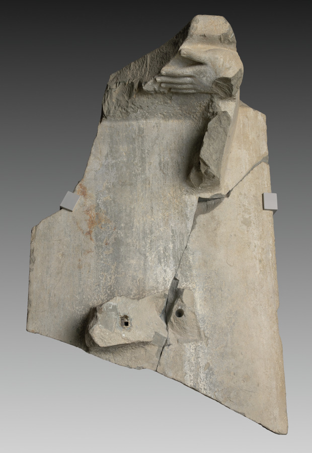 Urban Form: Upper stele with hand for Krishna Lifting Mount Govardhan
